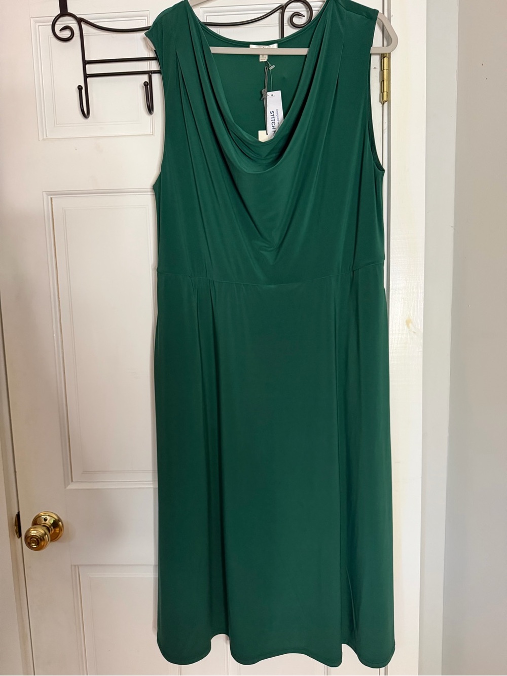 Sleeveless Cowl Neck Dress in Emerald Green by Nina Britton